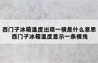 西门子冰箱温度出现一横是什么意思 西门子冰箱温度显示一条横线